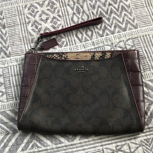 Coach Black and Brown Textured Wristlet - Picture 1 of 6